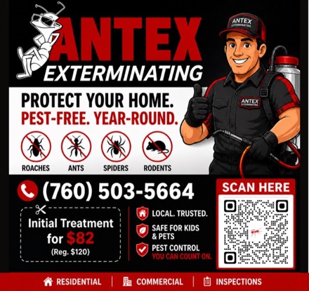 Antex Exterminating ad from a Spotlight card
